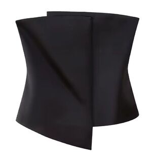 ZARA Satin Asymmetric Top New Dressy Black Halter. Size L